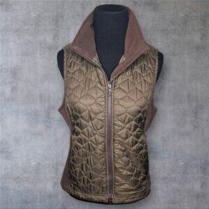 LL Bean Women’s Puffer Vest Full Zip Brown Quilted Size XS Zip Pockets